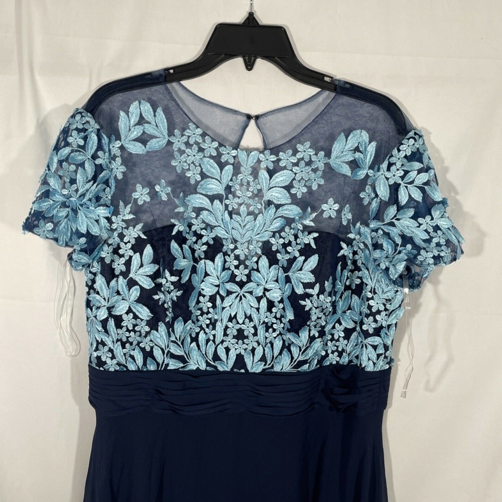 NEW $298 JS Collections Embroidered Illusion Bodice Gown Navy [SZ‎ 16 ] - Picture 8 of 12